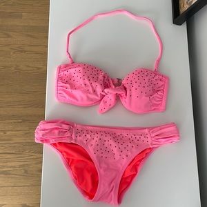 Pink Victoria’s Secret bikini with pink crystals size small